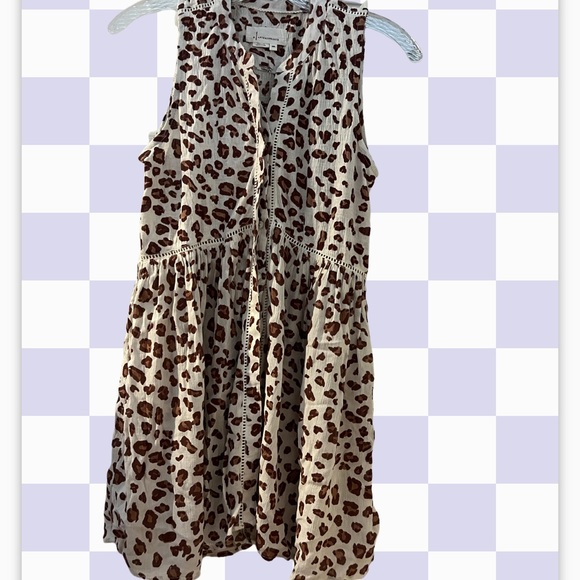 Anthropologie animal print tunic style button down shirt sleeveless flowy - Picture 1 of 13